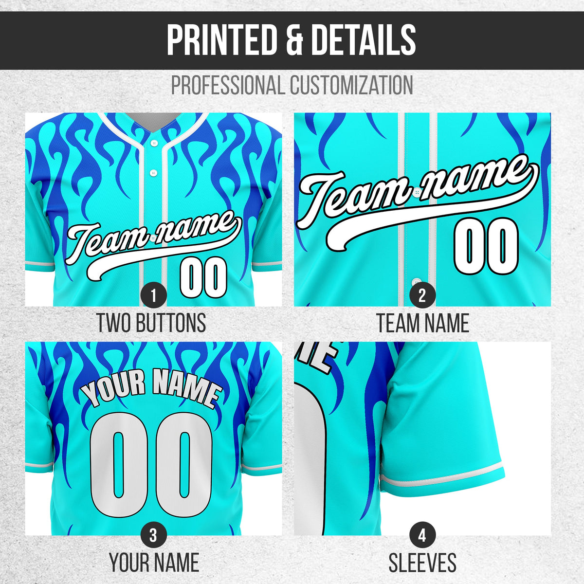Custom Frostburn Aqua Baseball Sports Jersey Personalized Uniform with Name & Number
