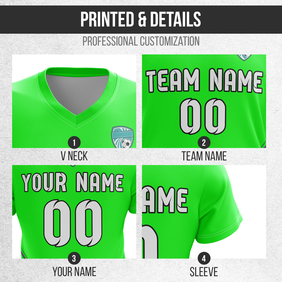 Custom WaveLine Stripe V-Neck Neon Green  Soccer sport Tops Jersey