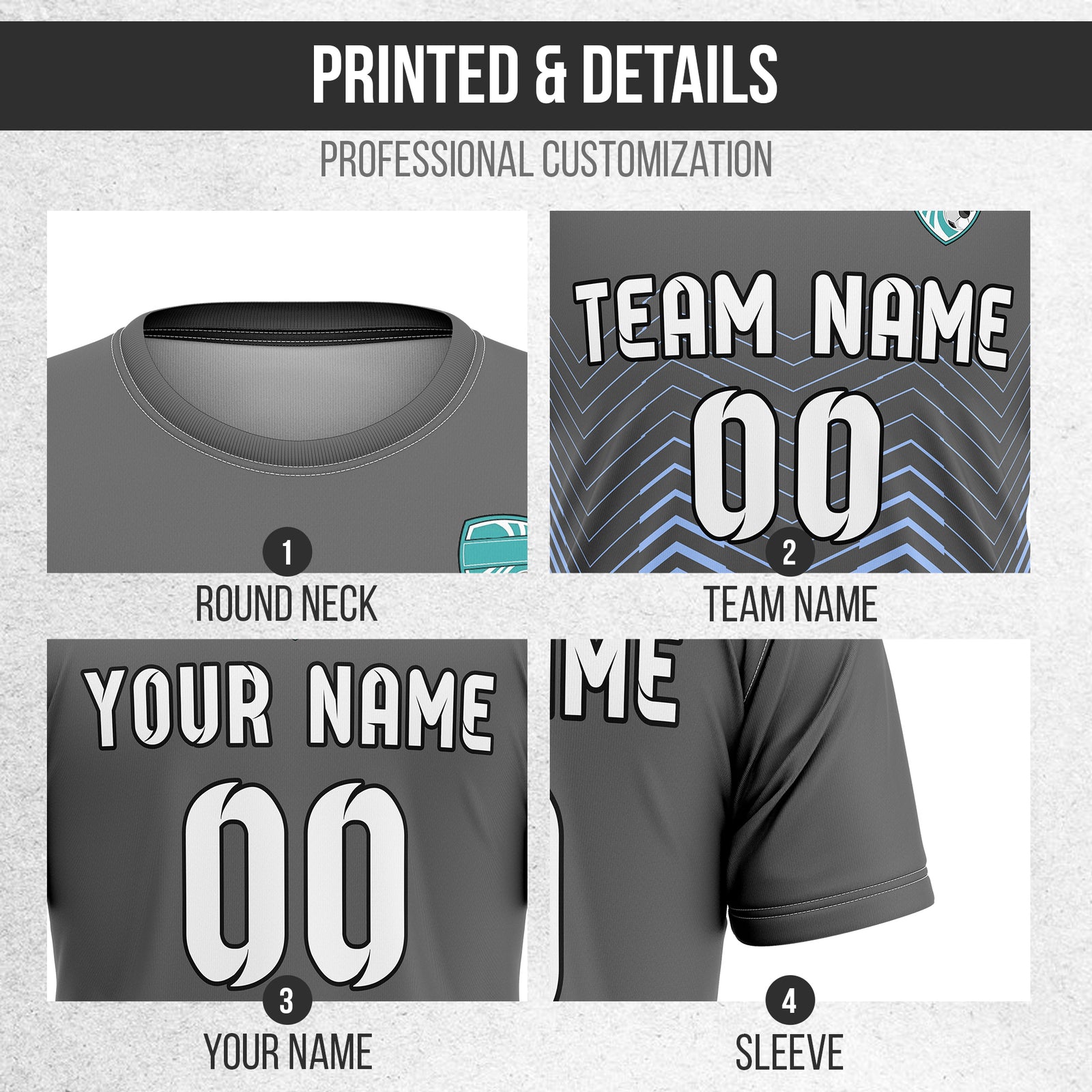 Custom Apex Strike R Side Pattern Dark Grey Soccer sport Tops Jersey