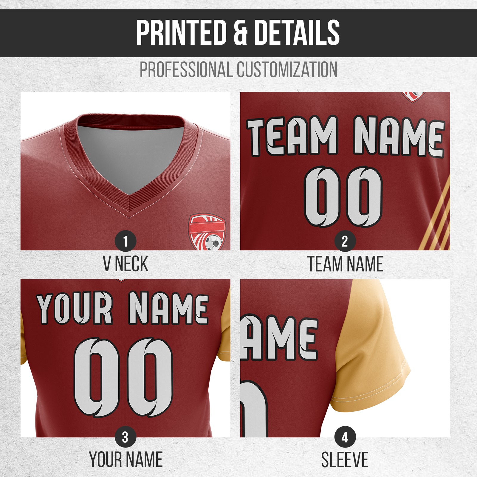Custom Rapid Line V-Side Pattern Red Soccer sport Tops Jersey