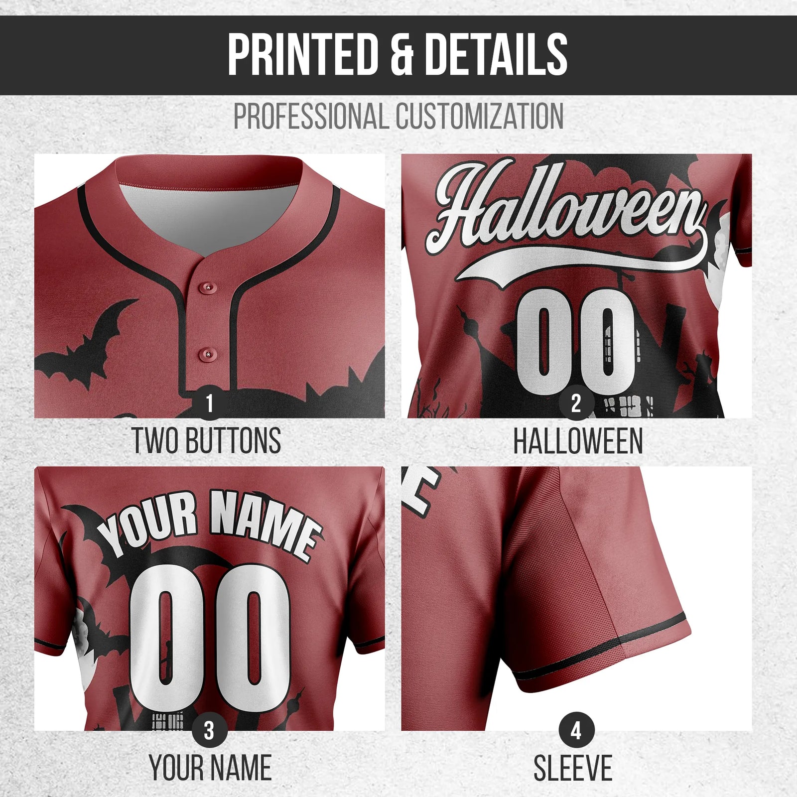 Custom Haunted Hollow Baseball Sports Jersey Personalized Uniform with Name & Number