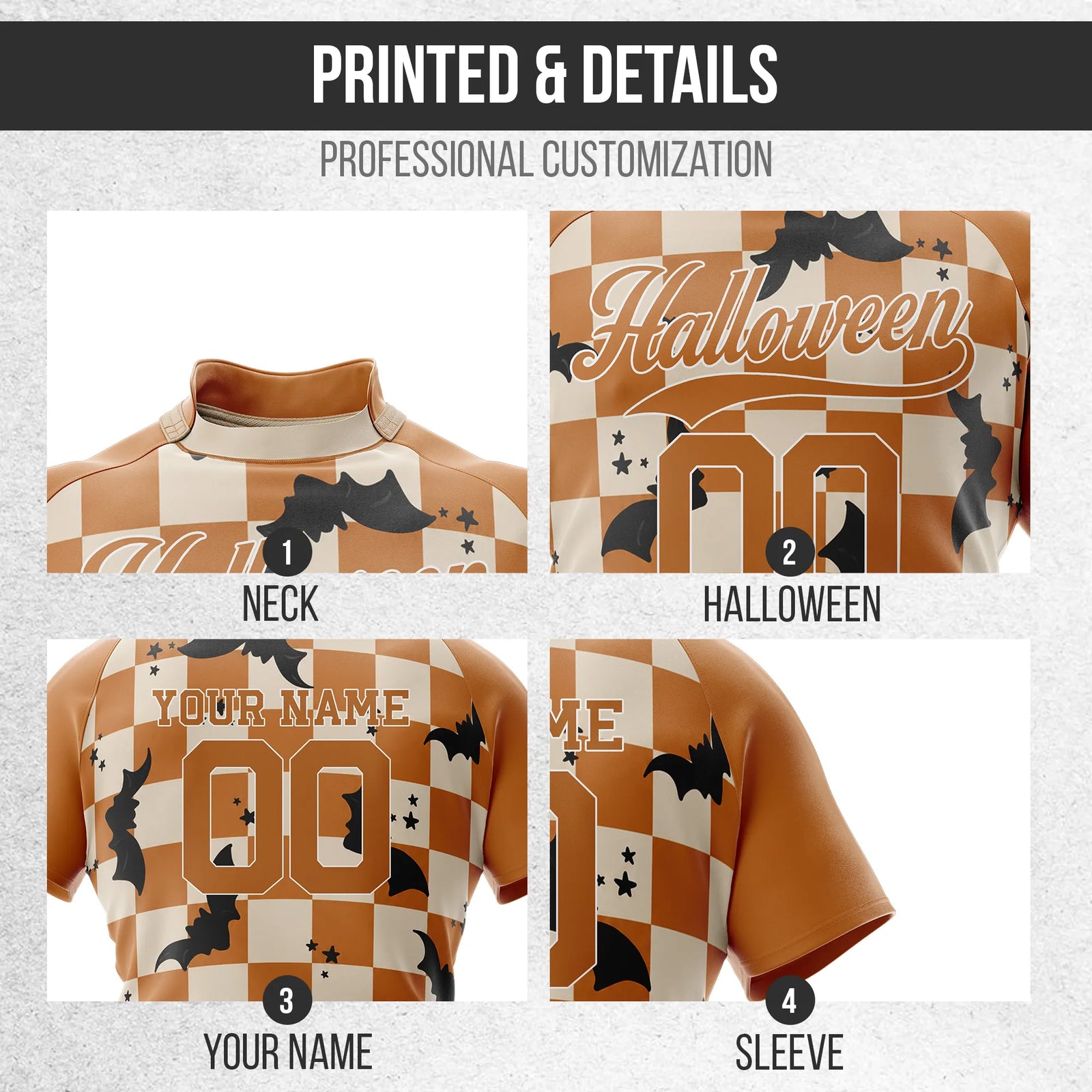 Custom Halloween Rugby Jersey D1 Personalized Uniform with Name & Number