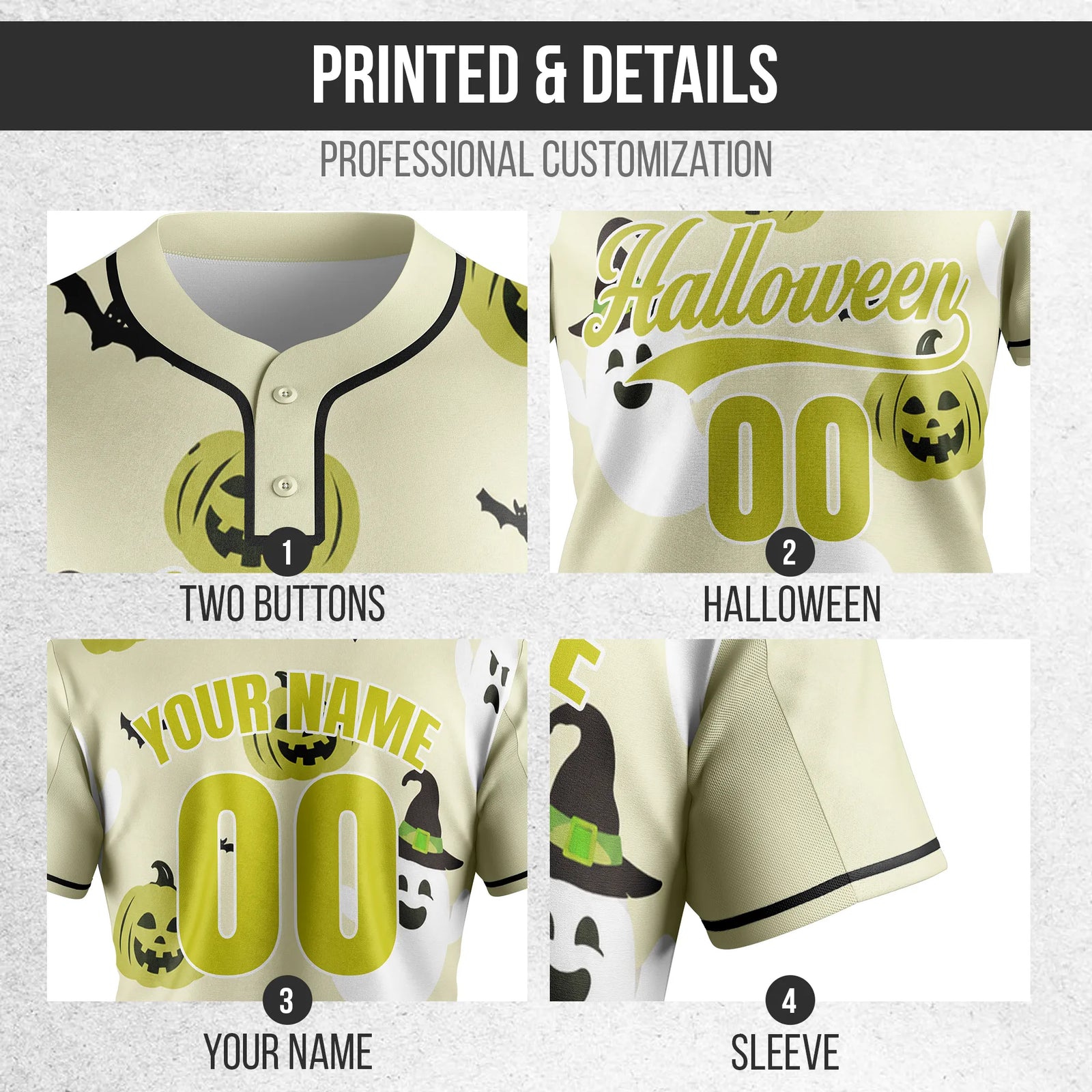 Custom Halloween Vibes Baseball Jersey Personalized Uniform with Name & Number