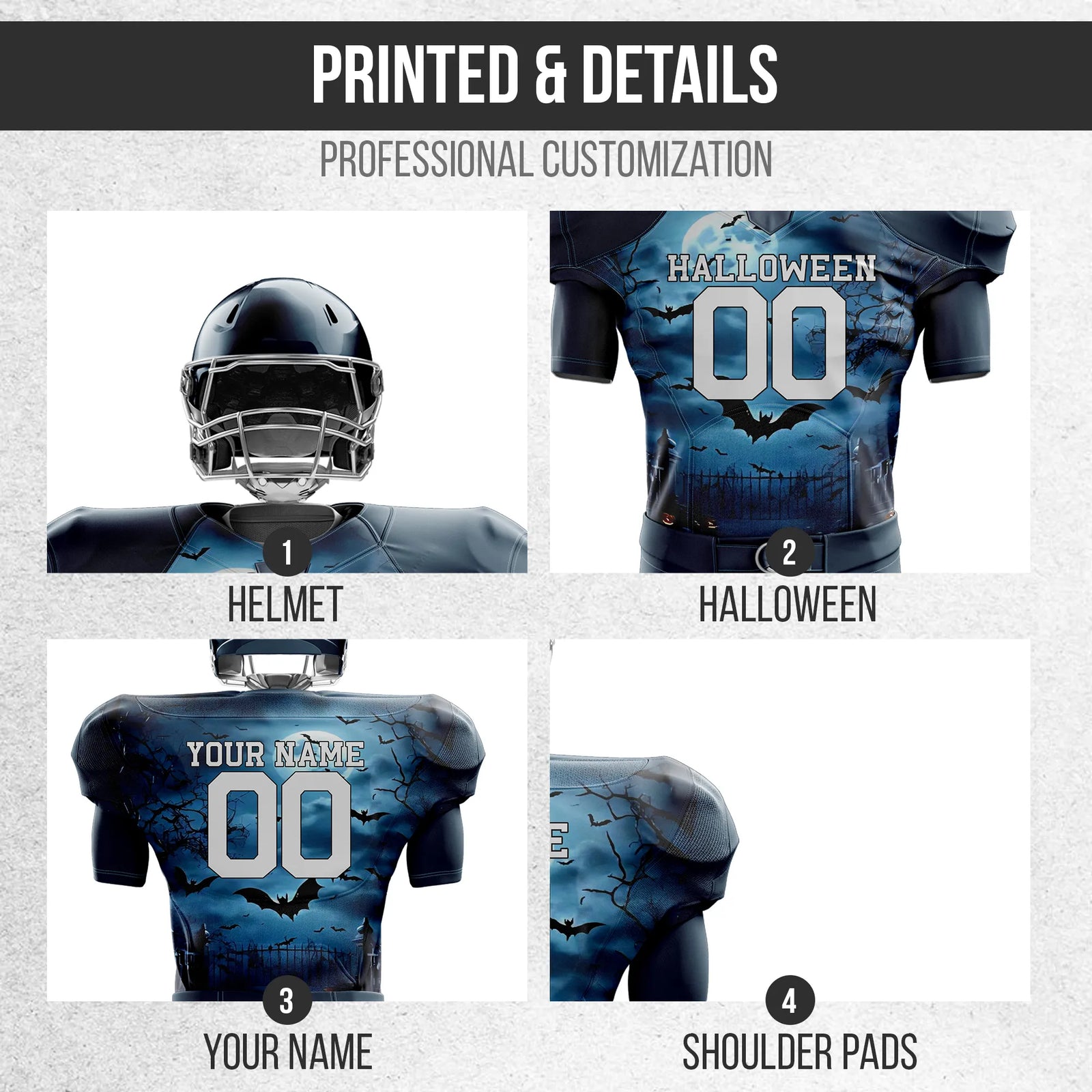 Custom Halloween Vibes American Football Jersey Personalized Uniform with Name & Number
