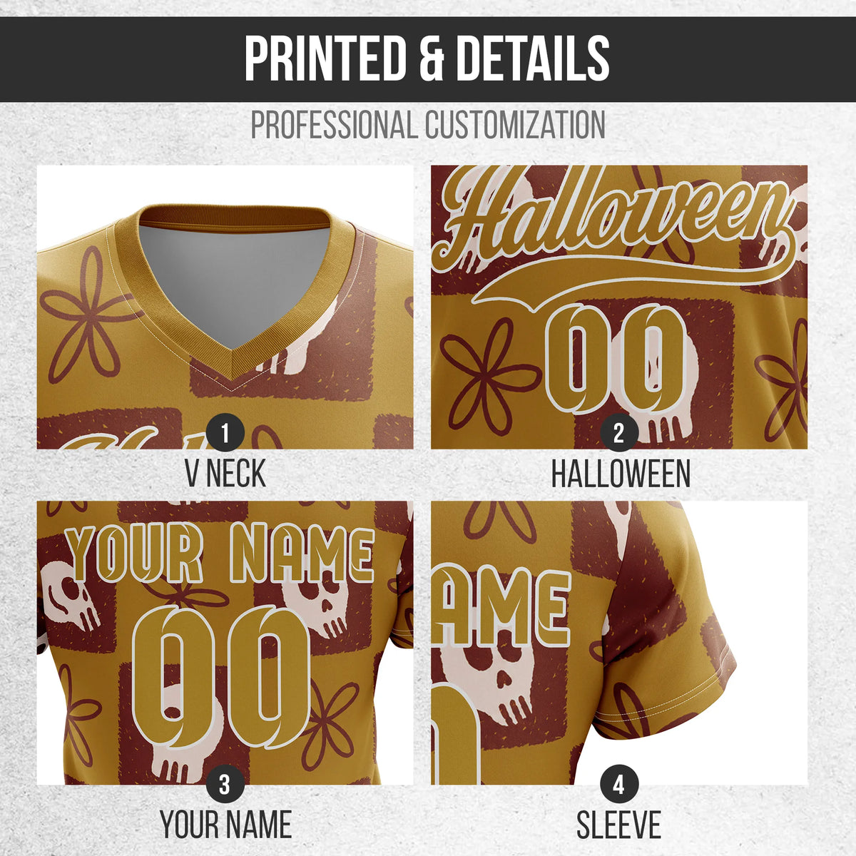 Custom Halloween Soccer Jersey D2 Personalized Uniform with Name & Number