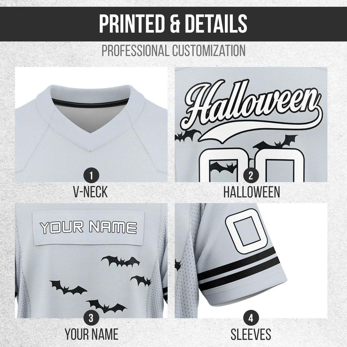 Custom Halloween Flag Football Jersey D7 Personalized Uniform with Name & Number