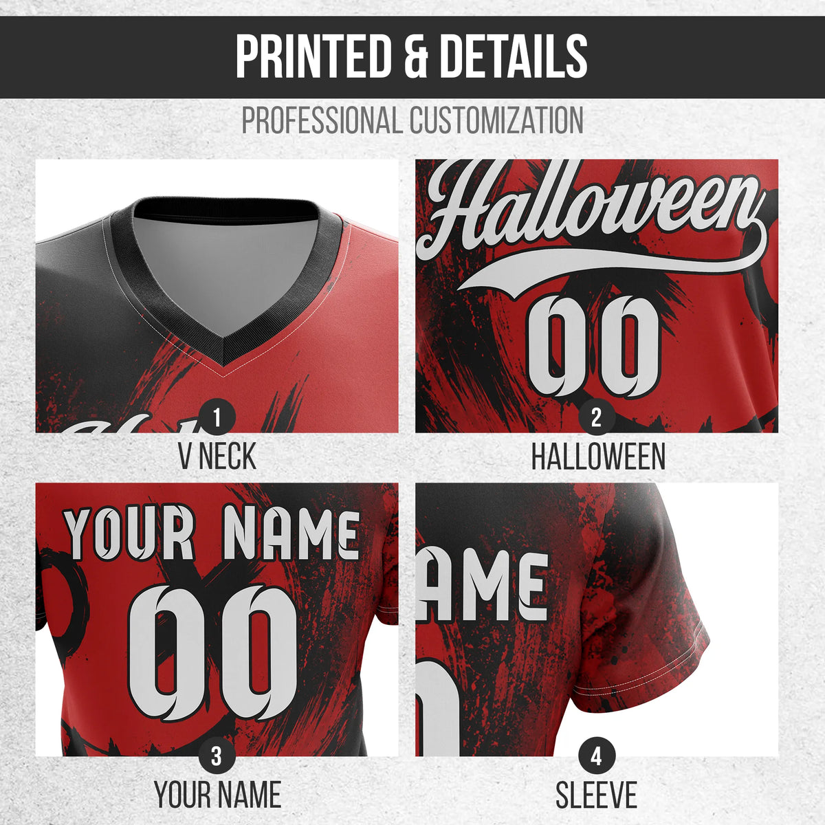 Custom Halloween Soccer Jersey D4 Personalized Uniform with Name & Number