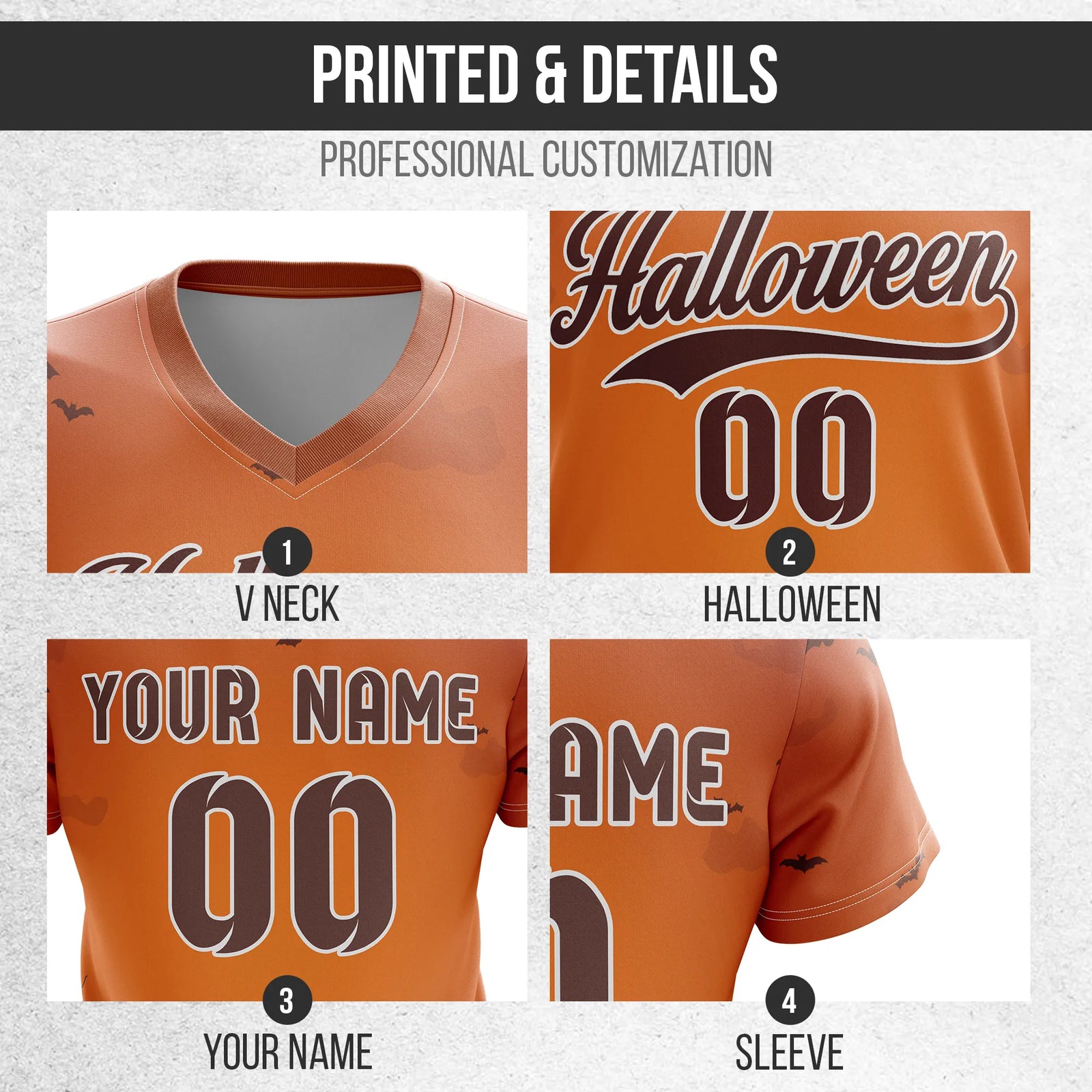 Custom Halloween Soccer Jersey D6 Personalized Uniform with Name & Number