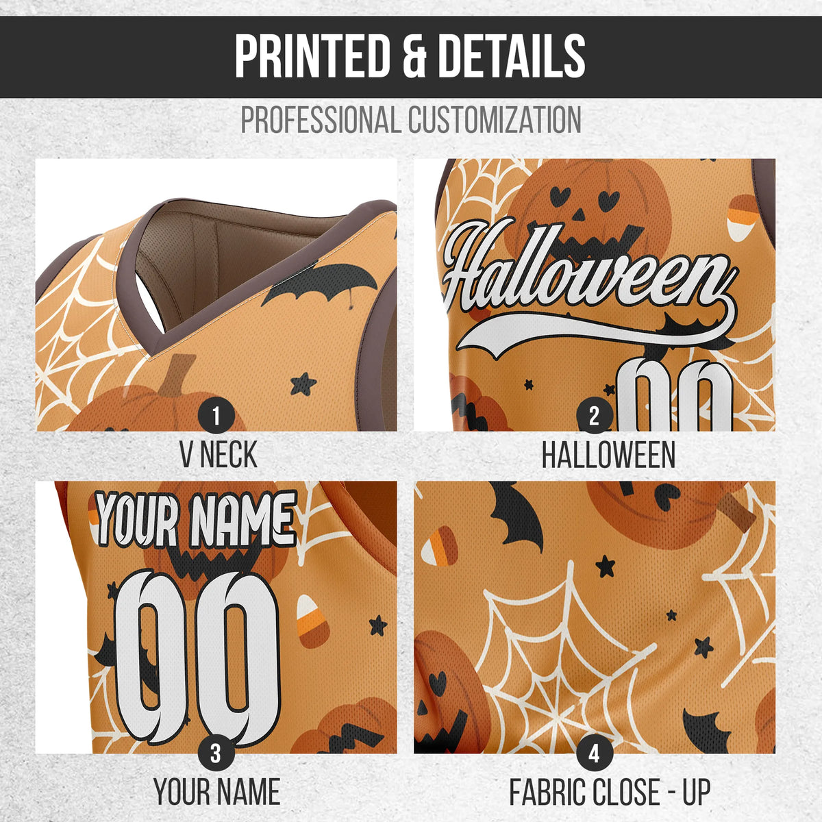 Custom Basketball Pumpkinweb Sports Jersey Personalized Uniform with Name & Number