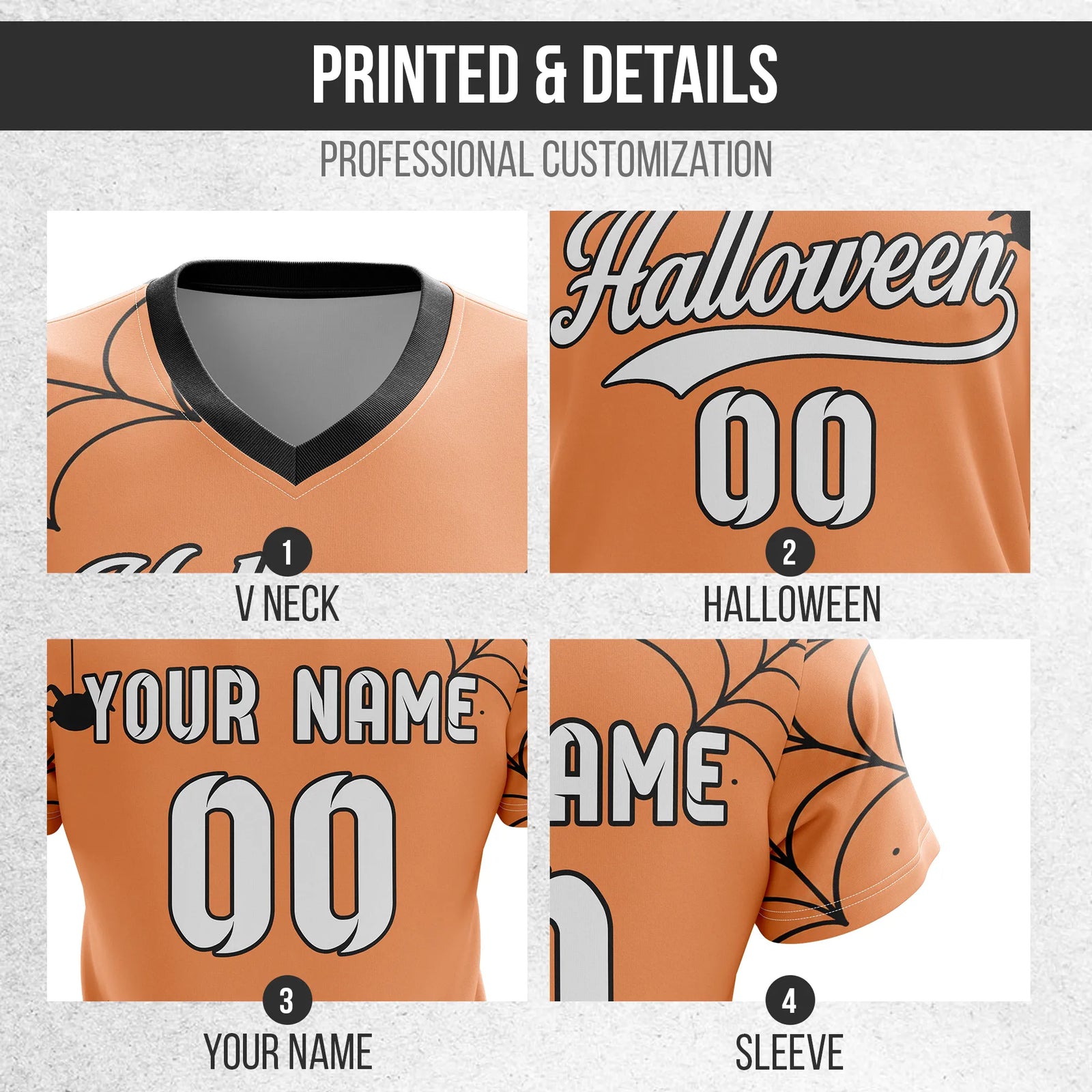 Custom Halloween Soccer Jersey D5 Personalized Uniform with Name & Number