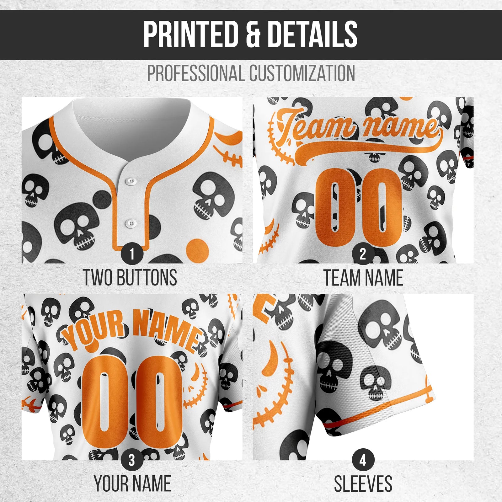 Custom Skull Strike Baseball Sports Jersey Personalized Uniform with Name & Number