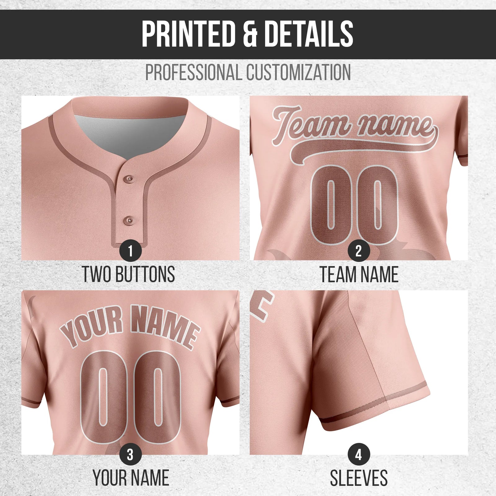 Custom Spooky Blush Baseball Sports Jersey Personalized Uniform with Name & Number