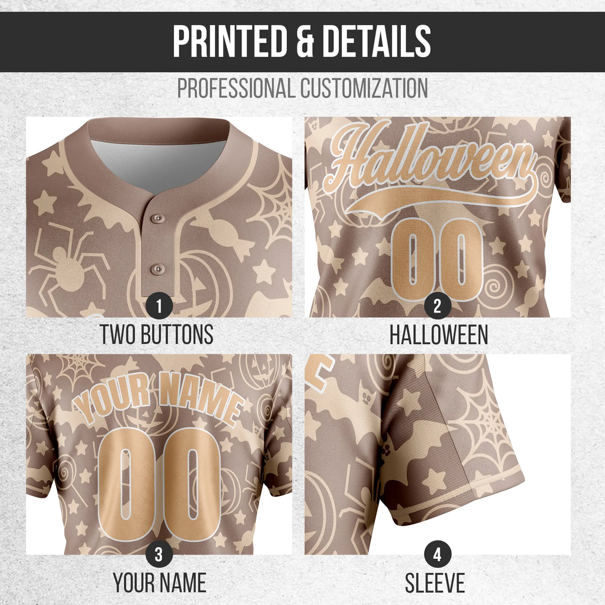 Custom Trick or Treat Baseball Sports Jersey Personalized Uniform with Name & Number