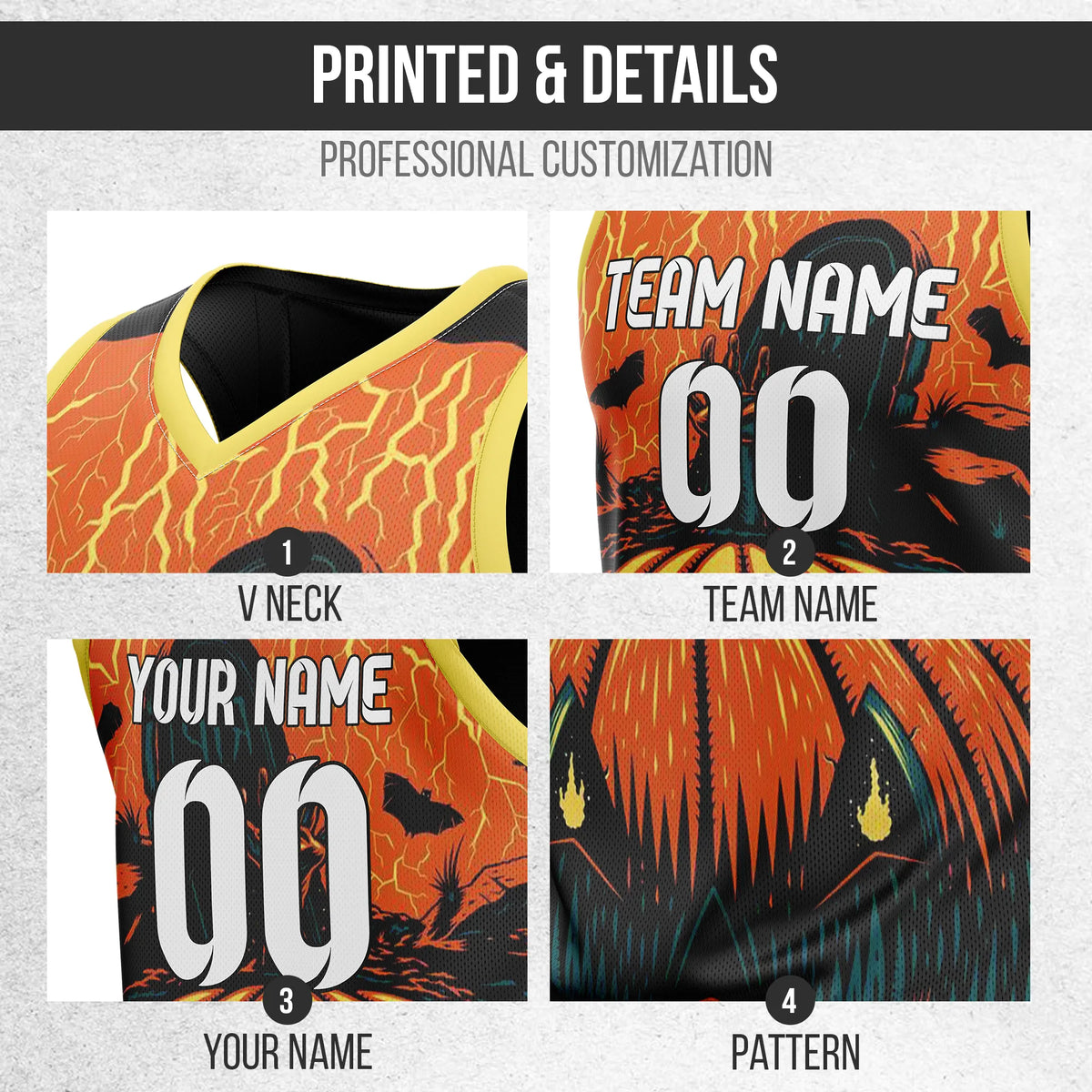 Custom Basketball Pumpkinfang Sports Jersey Personalized Uniform with Name & Number