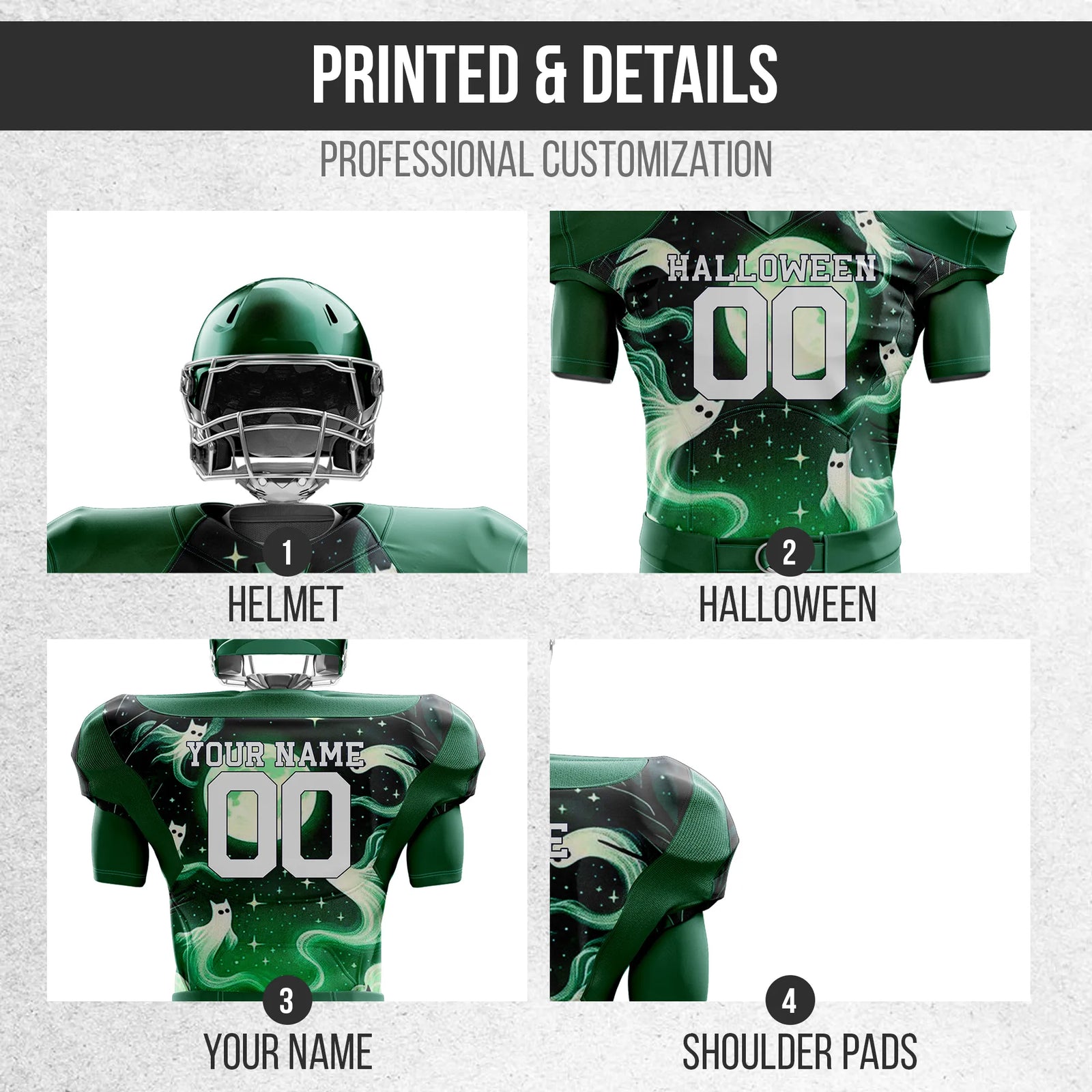 Custom Boo Starry Night Halloween American Football Jersey Personalized Uniform with Name & Number
