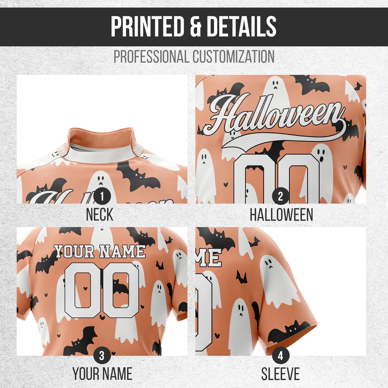 Custom Halloween Rugby Jersey D2 Personalized Uniform with Name & Number