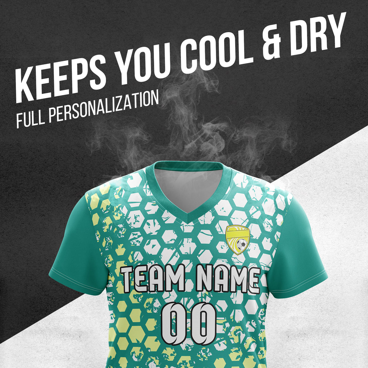 Custom Hex V-Full Pattern Teal Soccer sport Tops Jersey