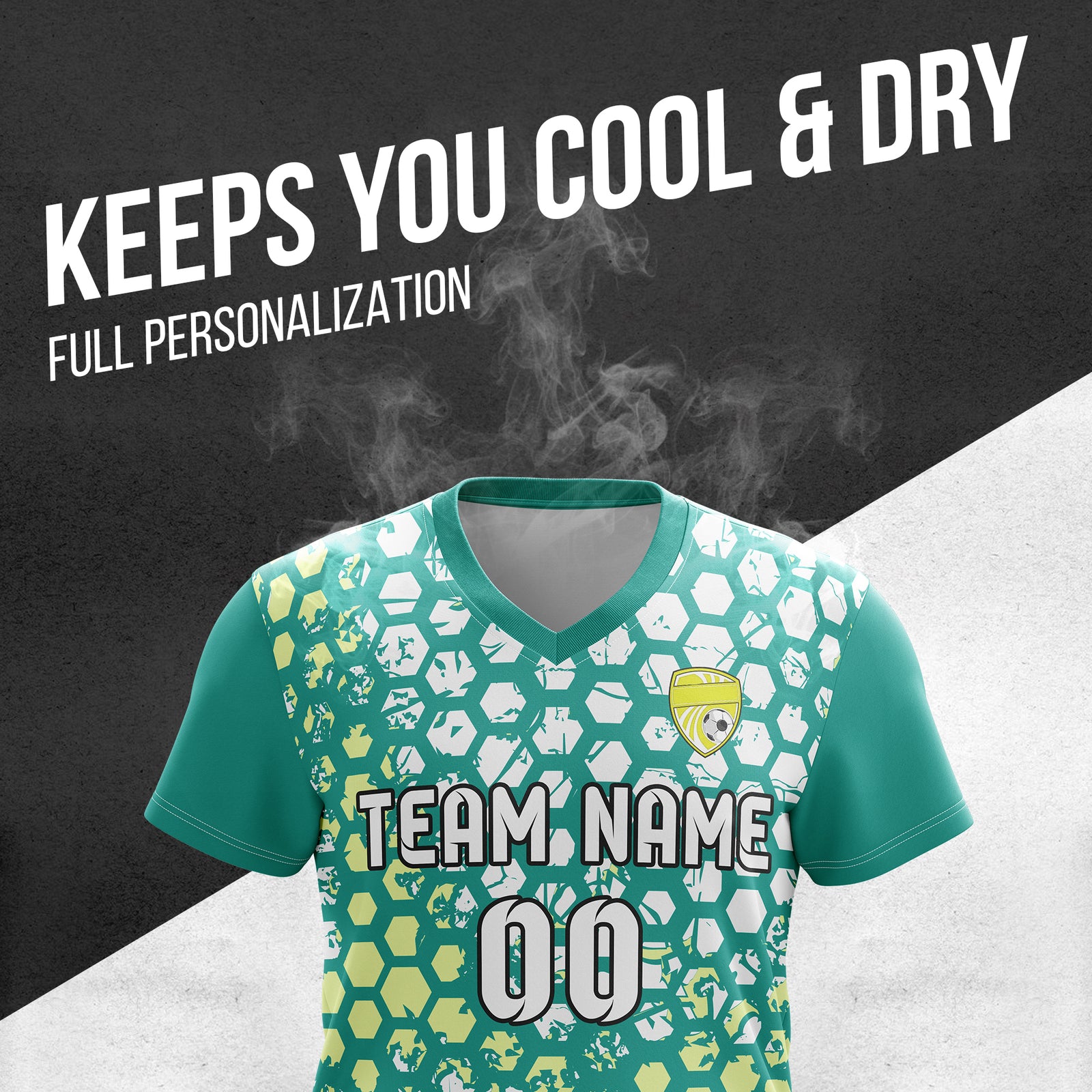 Custom Hex V-Full Pattern Teal Soccer sport Tops Jersey
