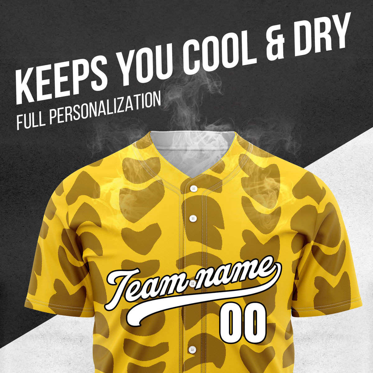 Custom Hawaii Waves Yellow Baseball Sports Jersey Personalized Uniform with Name & Number
