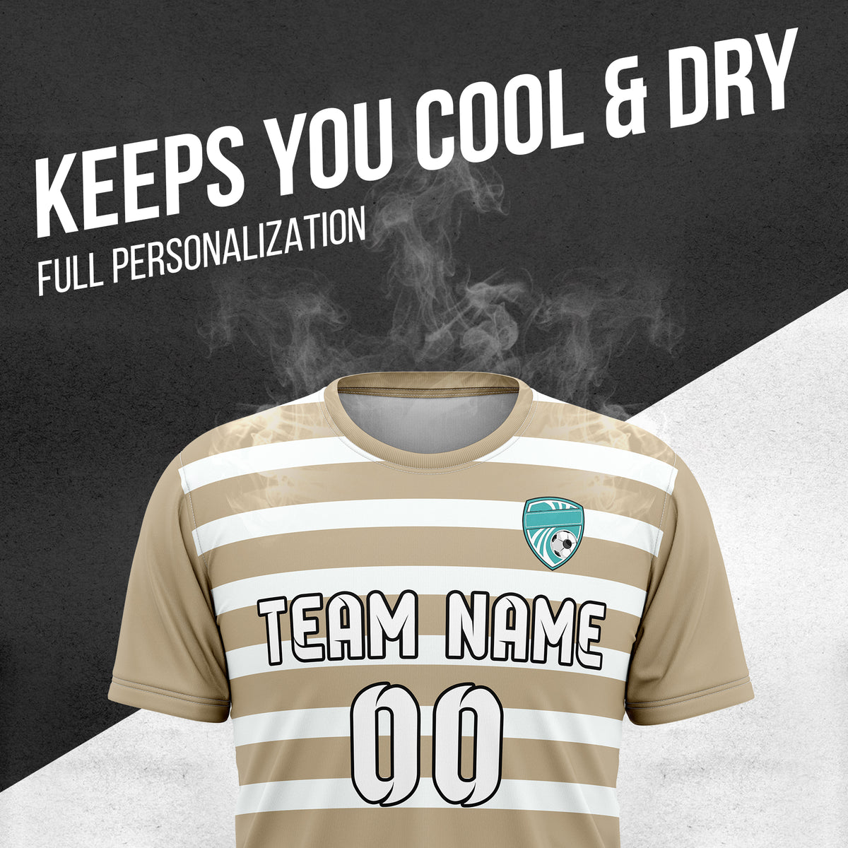 Custom Royal Stripe khaki Soccer sport Tops Jersey
