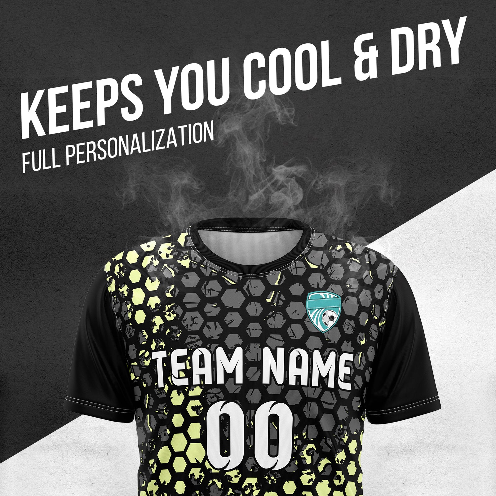 Custom Hex R-Full Pattern Soccer Black Sport Tops Jersey