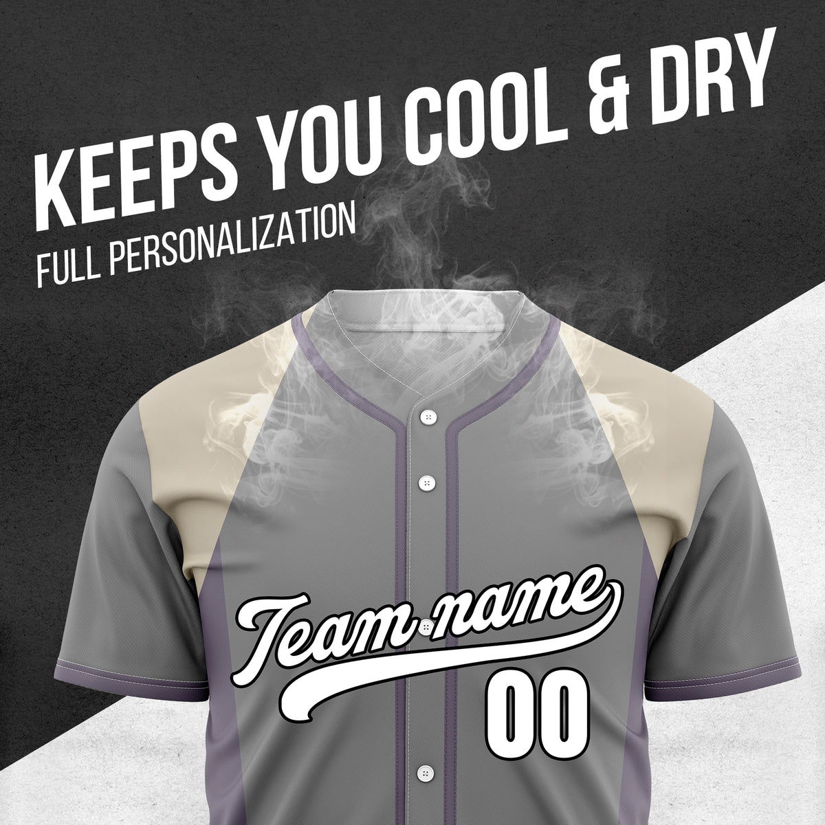 Custom Timeless Stripes Baseball Grey Sports Jersey Personalized Uniform with Name & Number