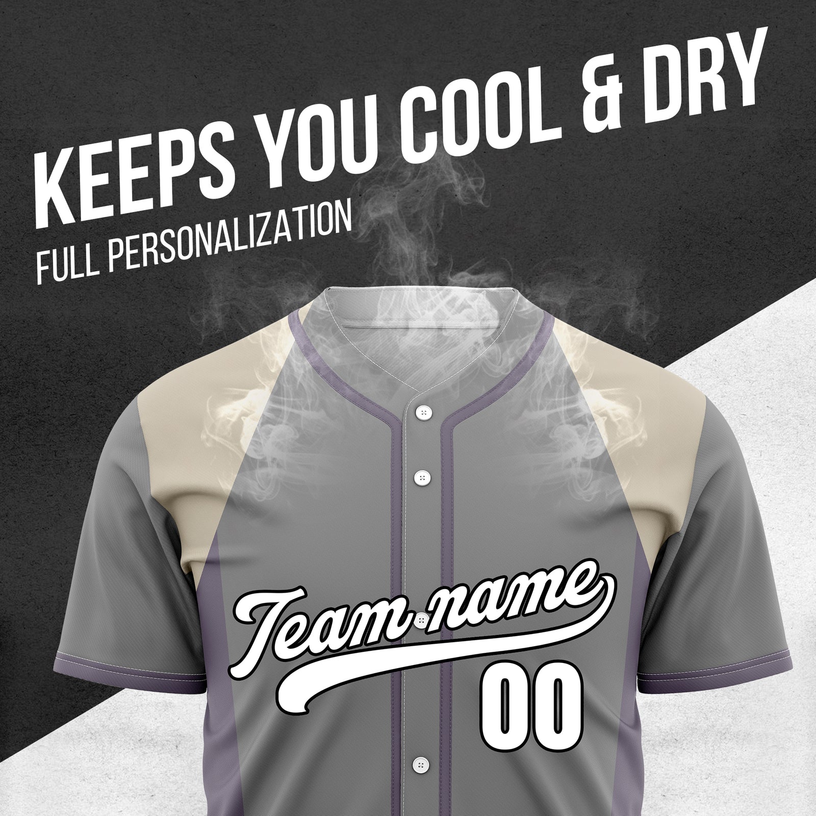 Custom Timeless Stripes Baseball Grey Sports Jersey Personalized Uniform with Name & Number