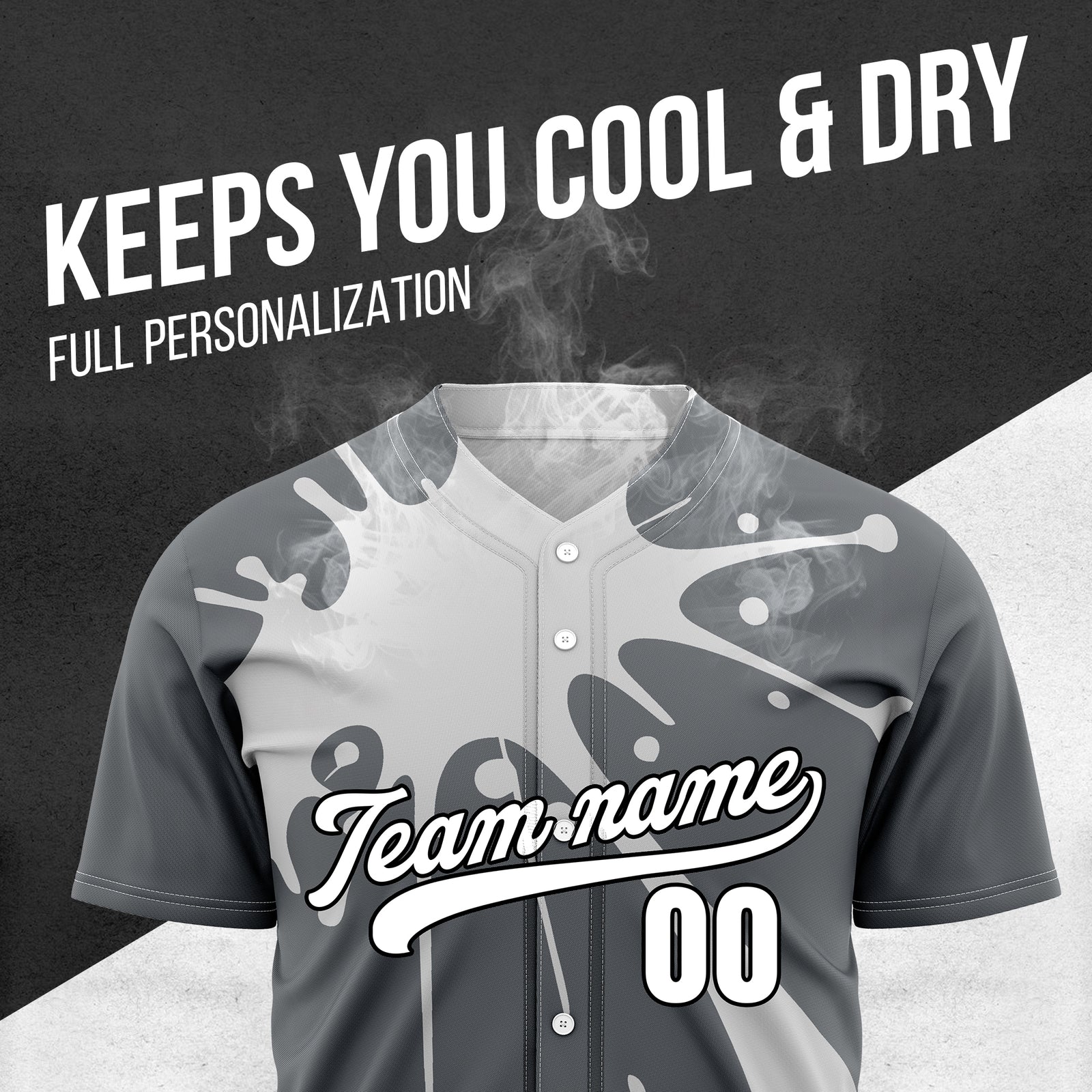 Custom Paint Burst Dark Grey Sports Jersey Personalized Uniform with Name & Number