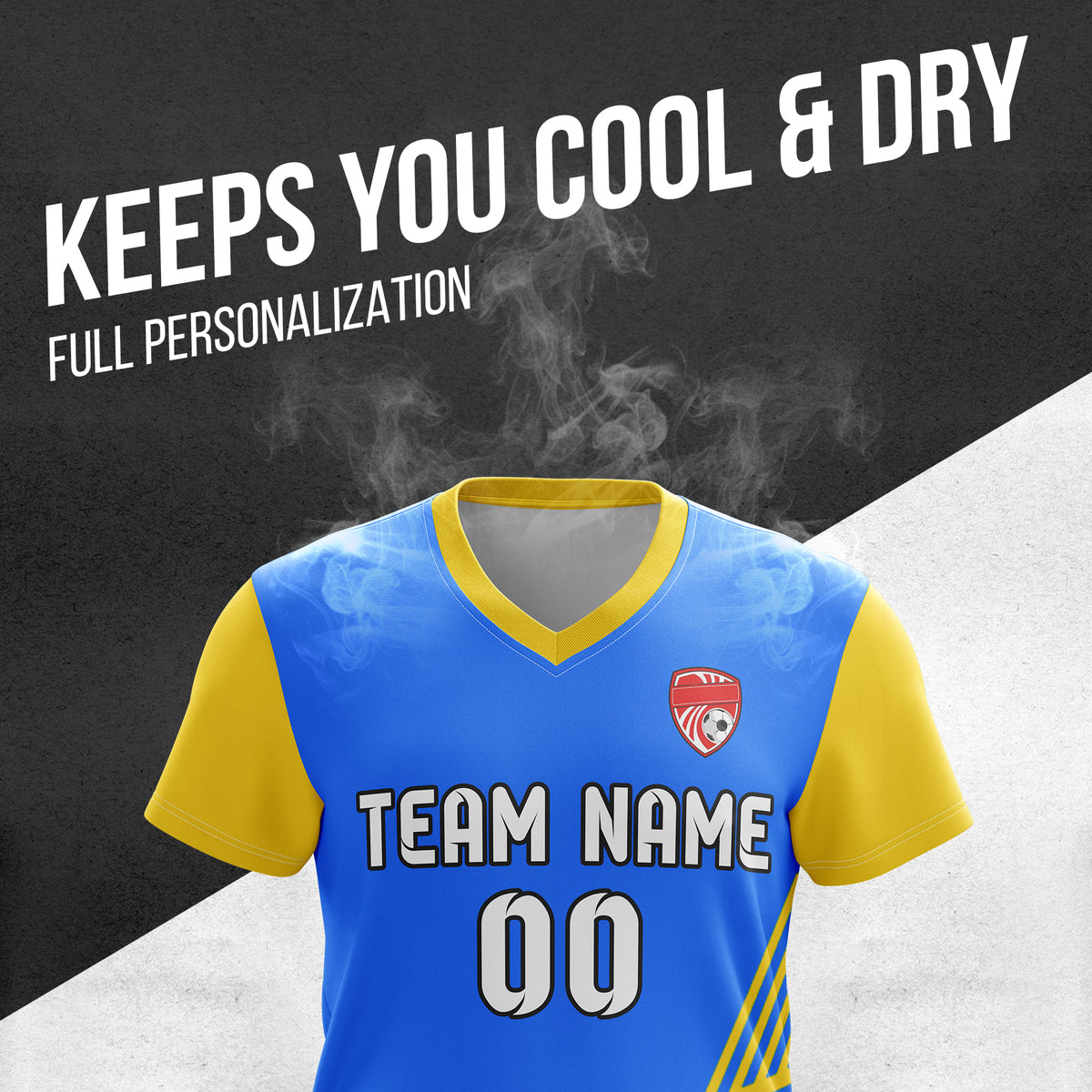 Custom Rapid Line V-Side Pattern Blue Soccer sport Tops Jersey