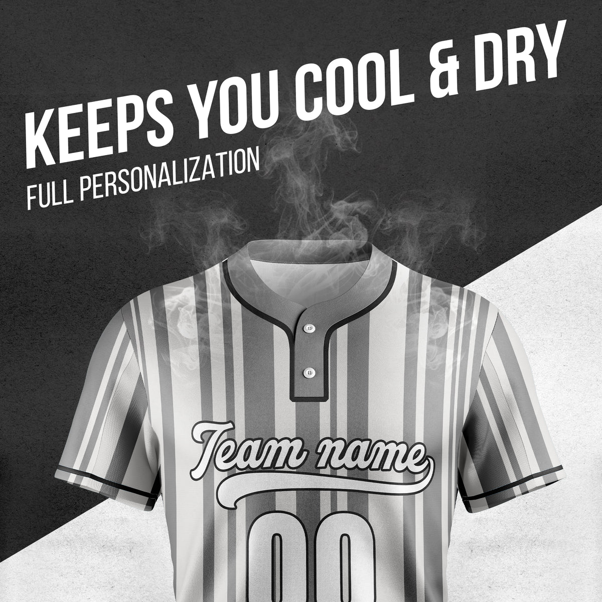 Custom Stripe Fusion Grey Baseball Sports Jersey Personalized Uniform with Name & Number