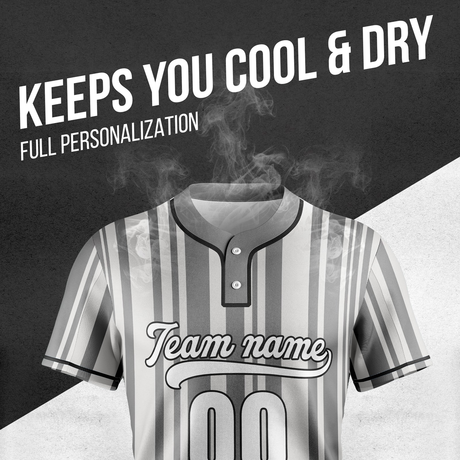 Custom Stripe Fusion Grey Baseball Sports Jersey Personalized Uniform with Name & Number