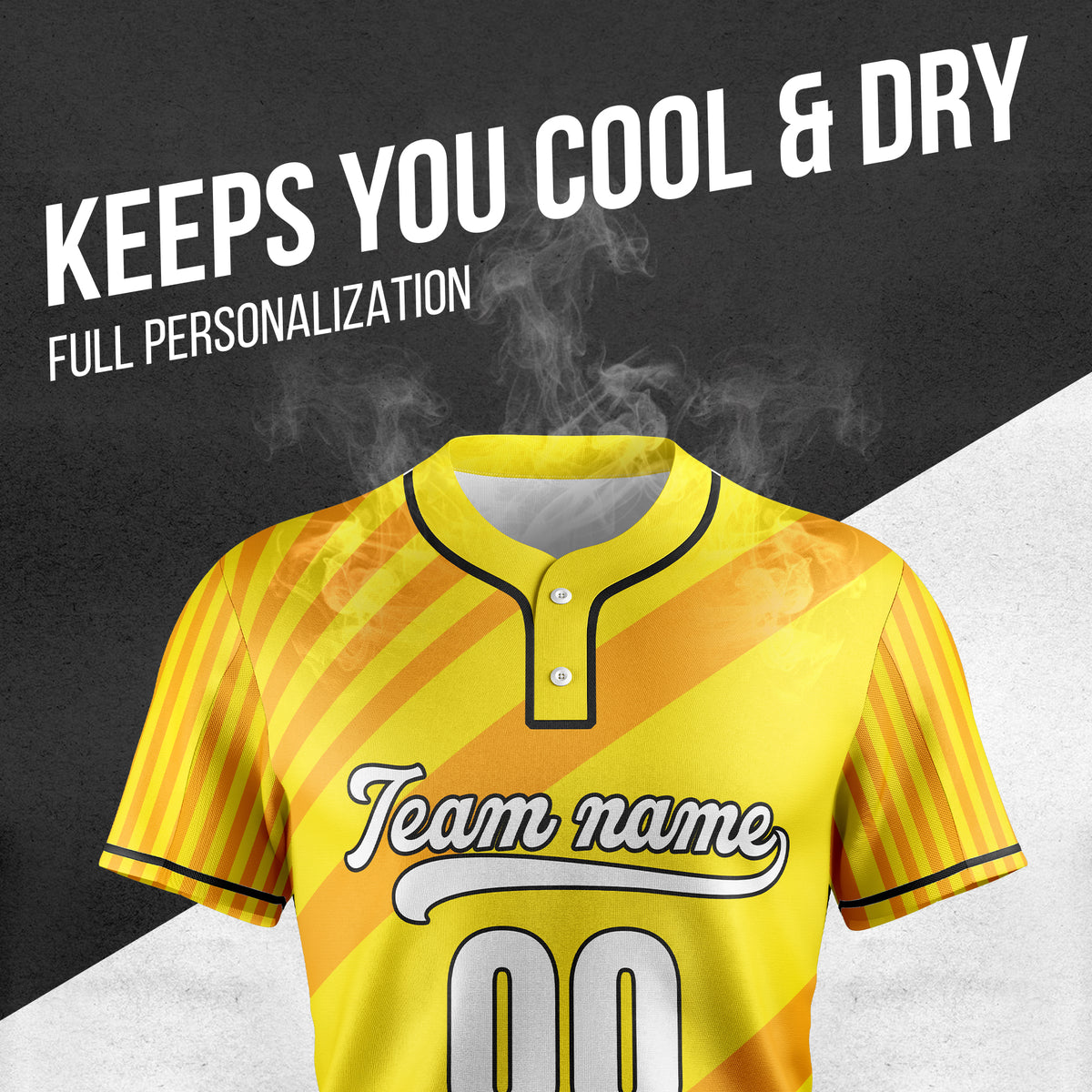 Custom Vibe Split Yellow Baseball Sports Jersey Personalized Uniform with Name & Number