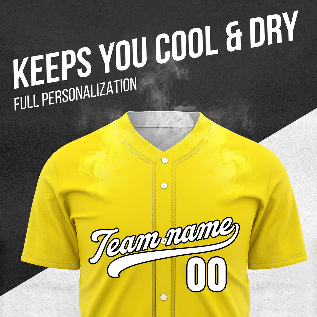 Custom Yellow Baseball Wave Sports Jersey Personalized Uniform with Name & Number