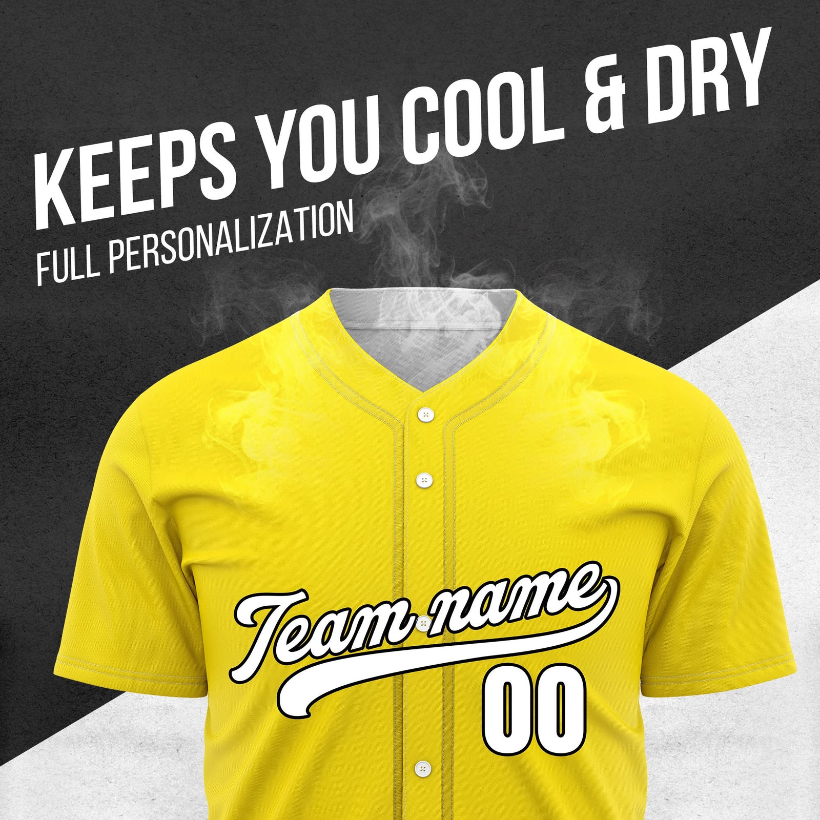 Custom Yellow Baseball Wave Sports Jersey Personalized Uniform with Name & Number