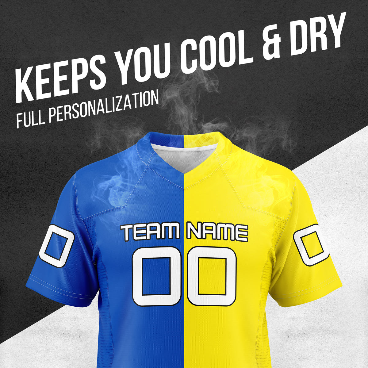 Custom Elite Split Fashion Yellow Mesh Authentic Football Jersey