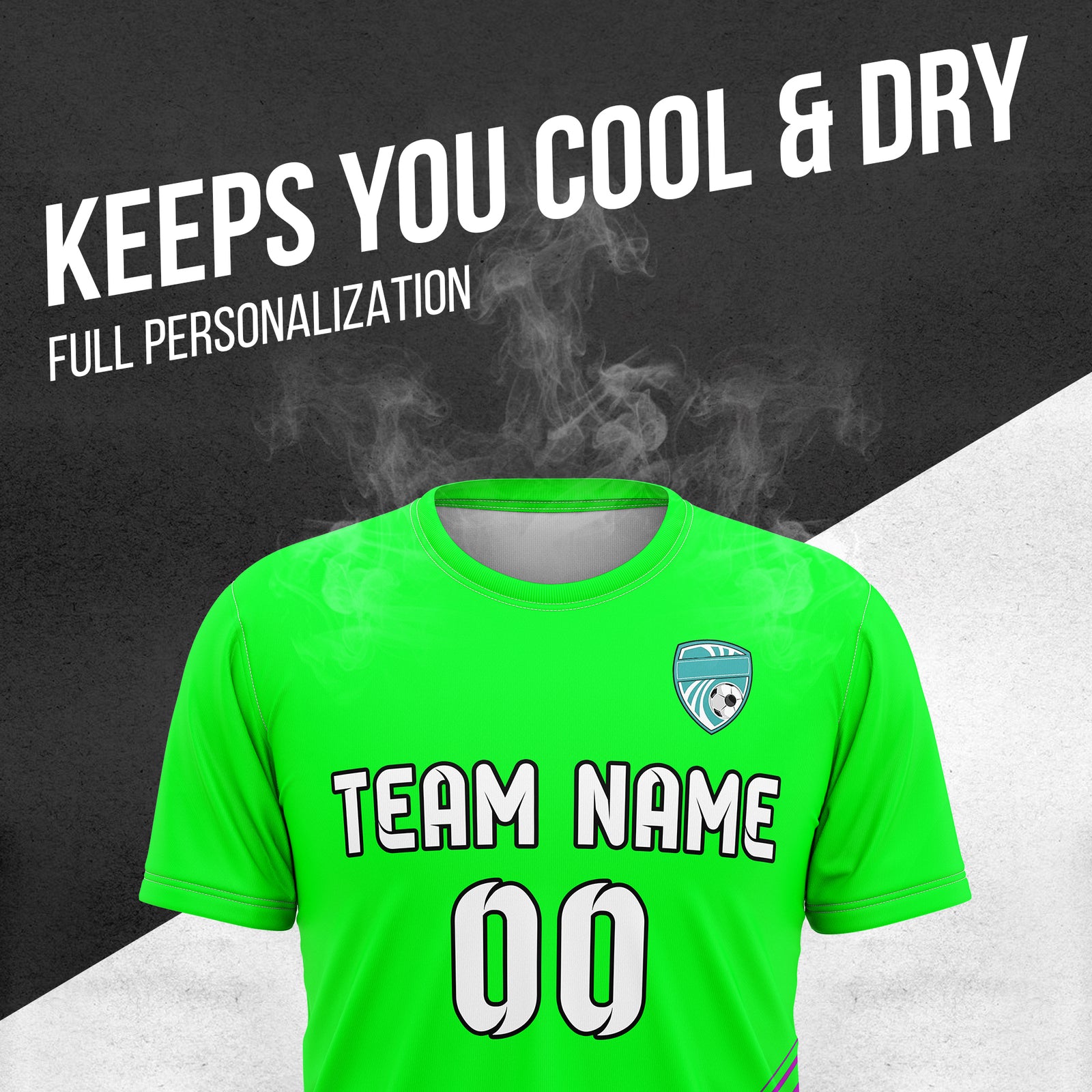 Custom WaveLine Stripe Neon Green Soccer sport Tops Jersey