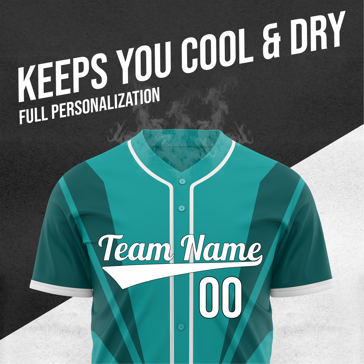 Custom Panel Flow Baseball Teal Sports Jersey Personalized Uniform with Name & Number