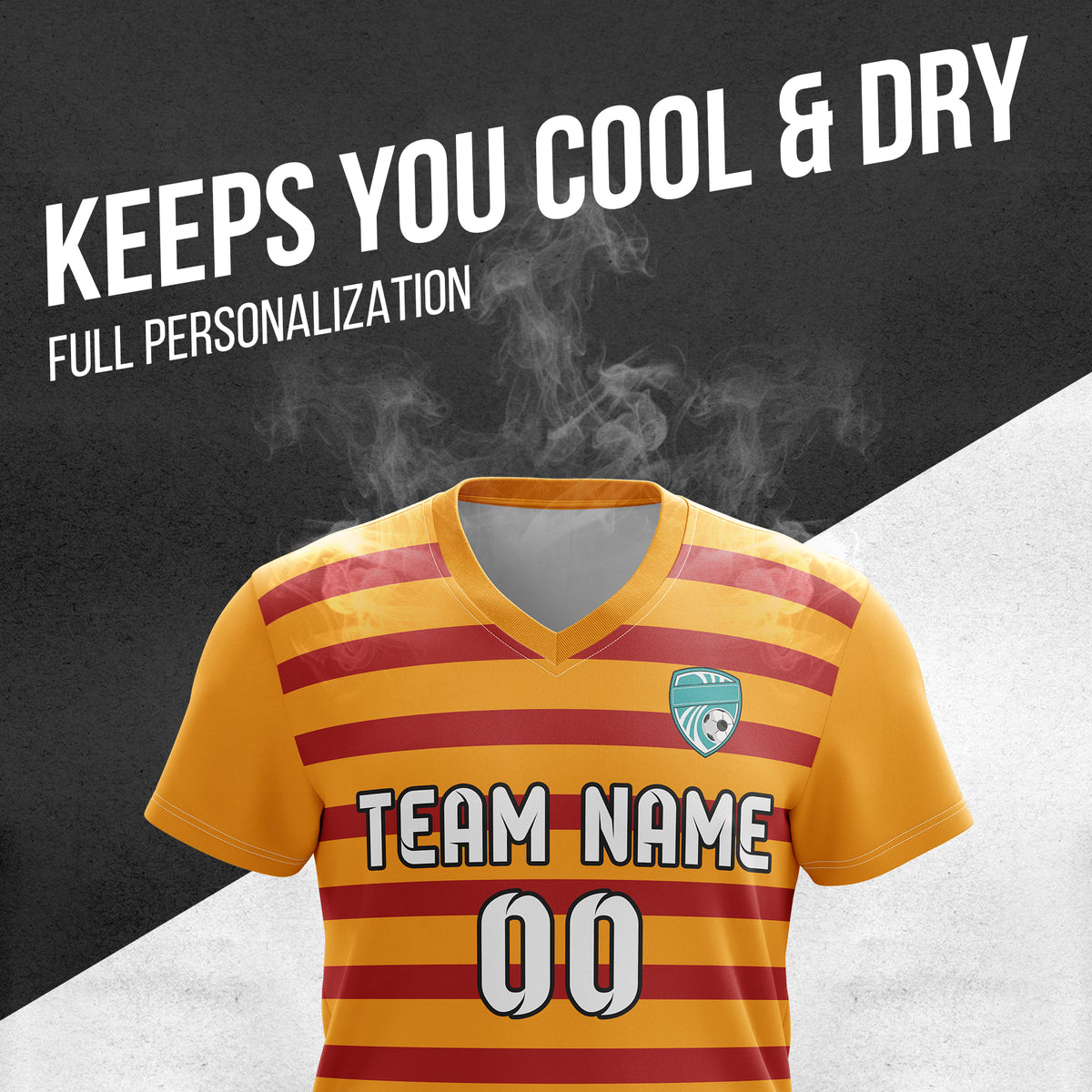 Custom Royal Stripe V-Neck Orange Soccer sport Tops Jersey
