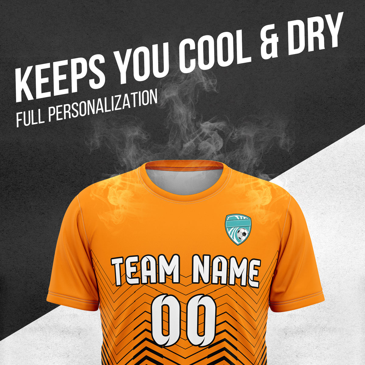 Custom Apex Strike R Side Pattern Orange Soccer sport Tops Jersey