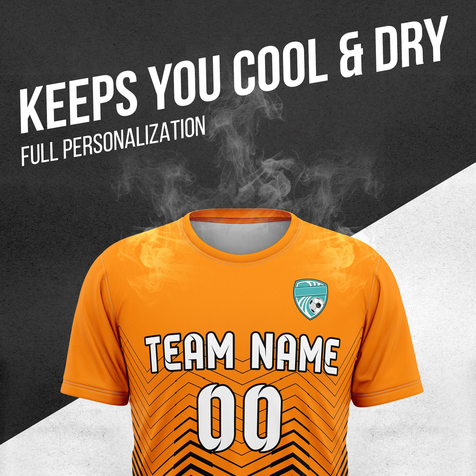 Custom Apex Strike R Side Pattern Orange Soccer sport Tops Jersey