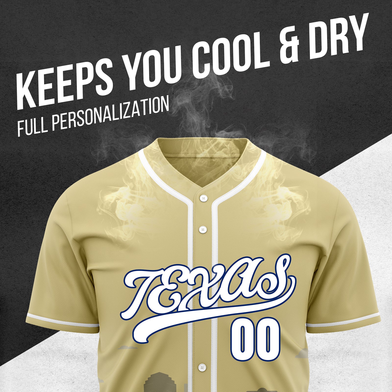 Custom City Lights Khaki Baseball Sports Jersey Personalized Uniform with Name & Number