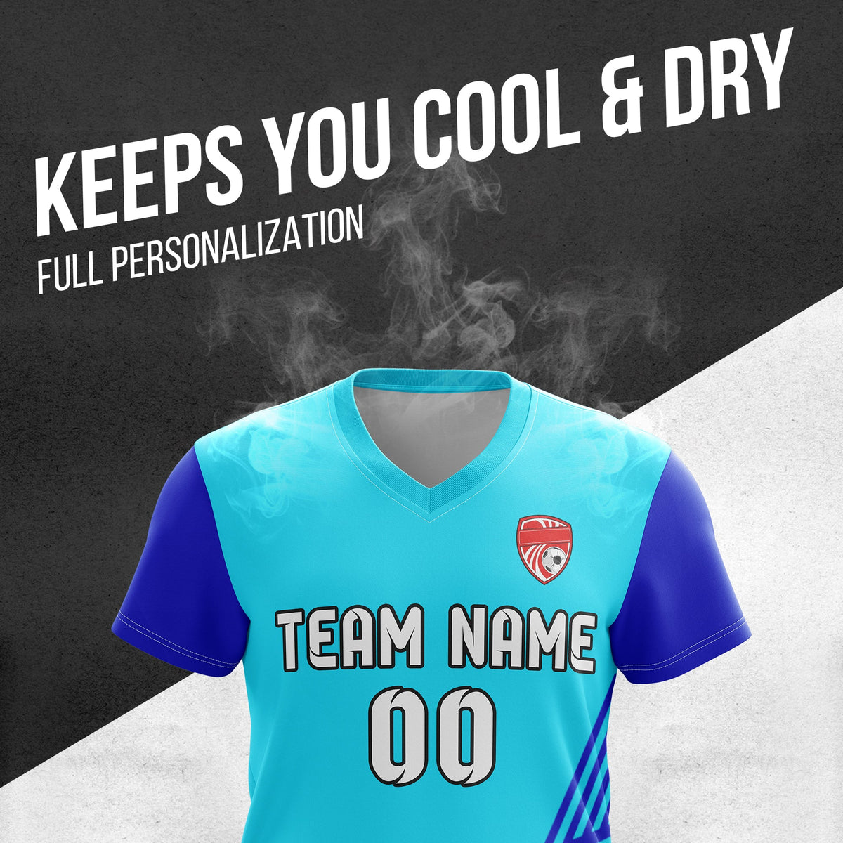 Custom V-Neck Side Pattern D4 Rapid Line Soccer Sport Tops Jersey