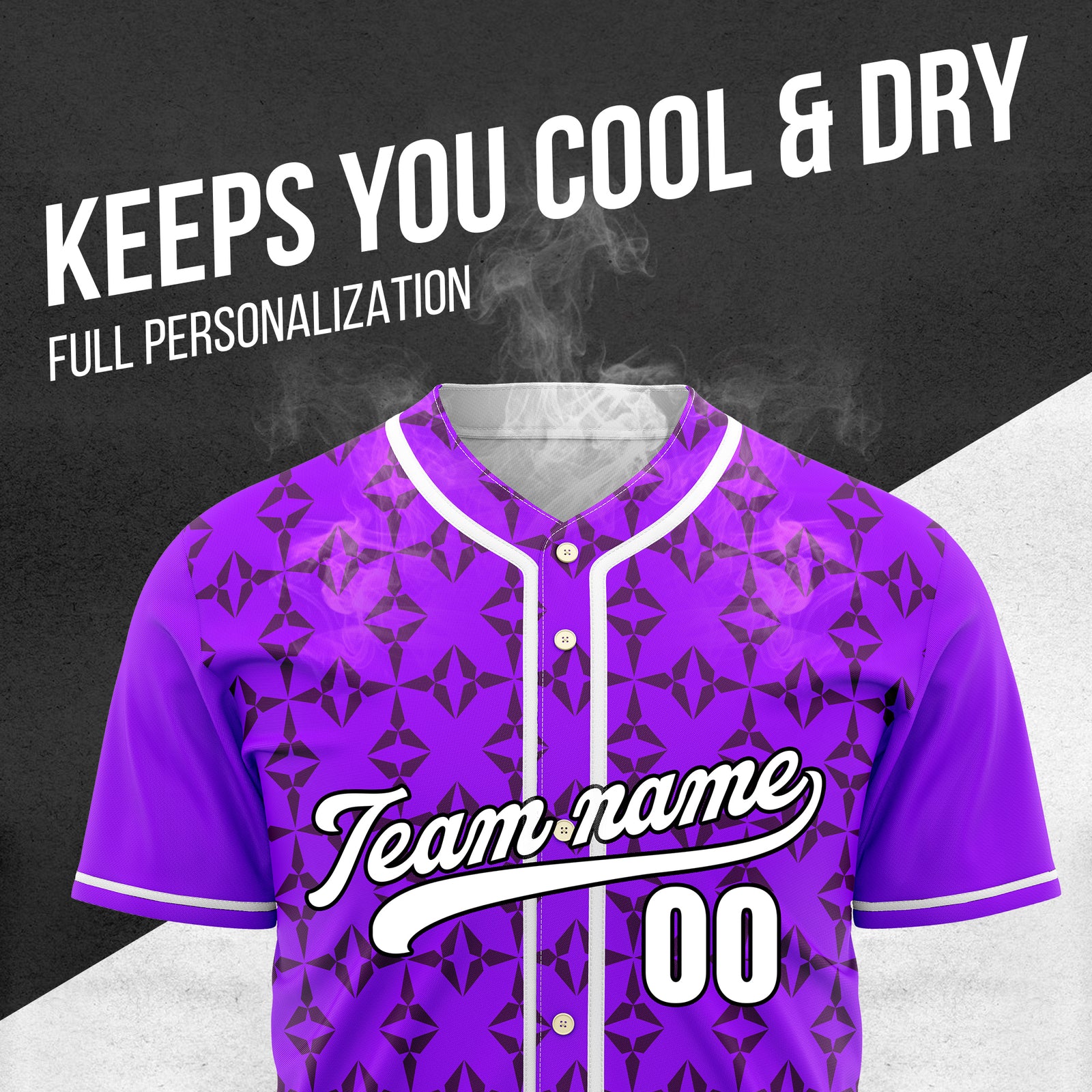 Custom Rhombic Purple Baseball Sports Jersey Personalized Uniform with Name & Number