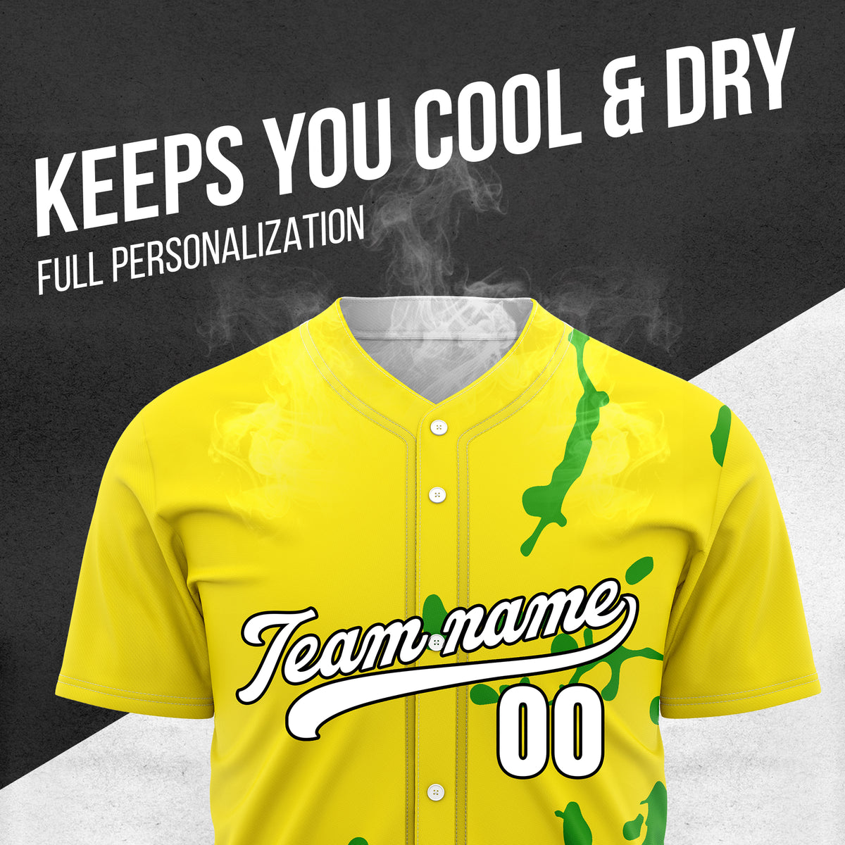 Custom Ink Paint Pop Yellow Sports Jersey Personalized Uniform with Name & Number