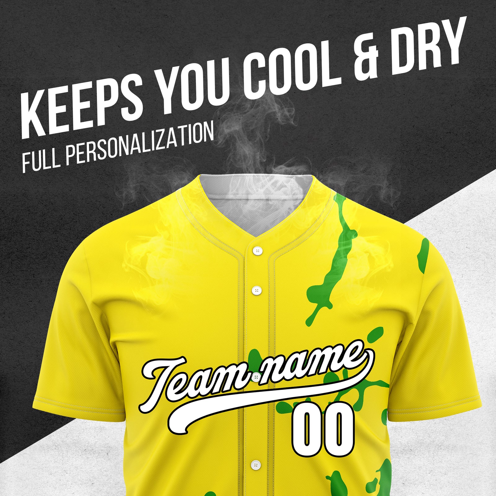 Custom Ink Paint Pop Yellow Sports Jersey Personalized Uniform with Name & Number