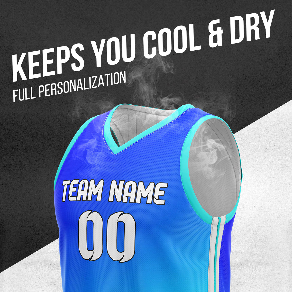 Custom Elite Gradient Fashion Aqua Basketball Set