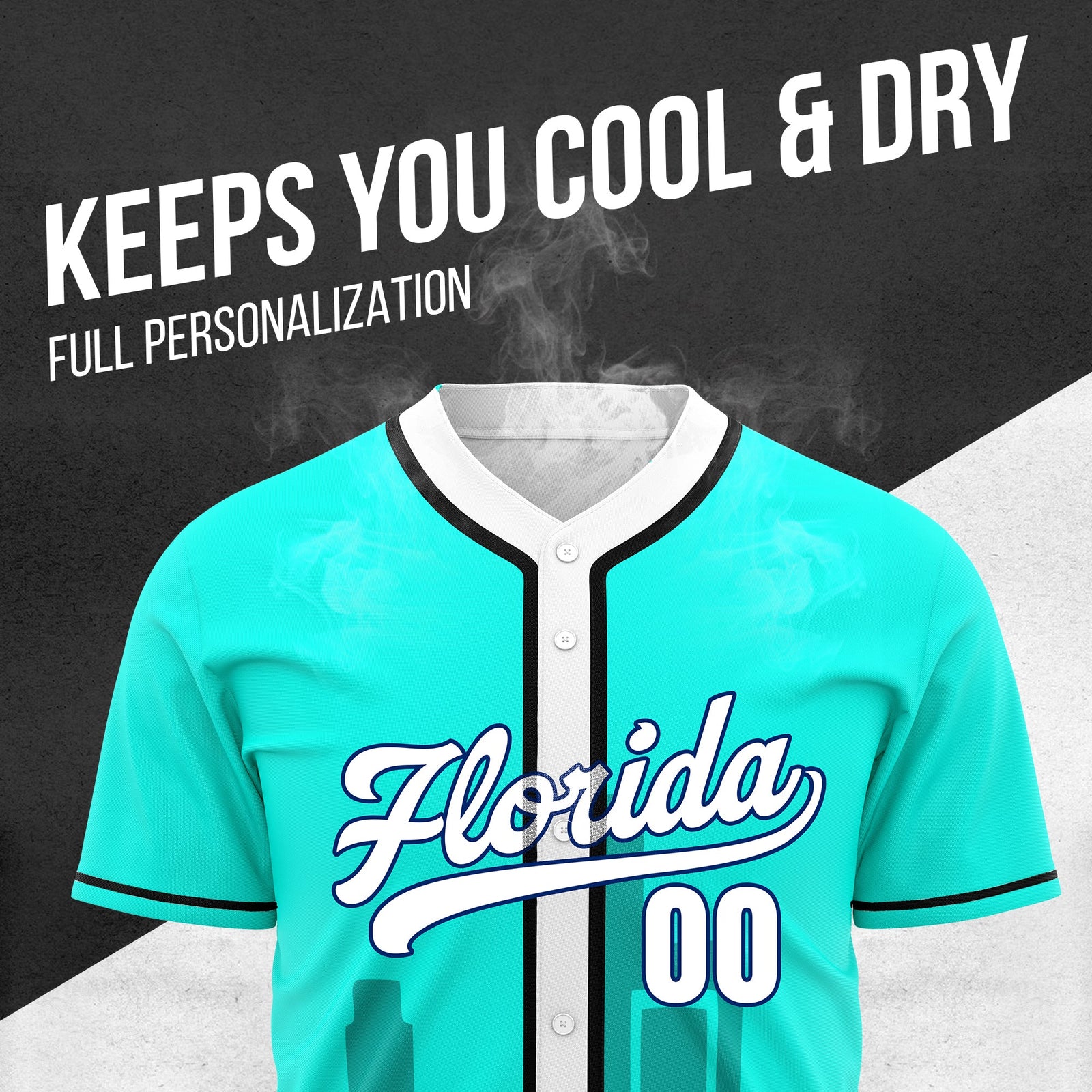 Custom City Flux Aqua Baseball Sports Jersey Personalized Uniform with Name & Number