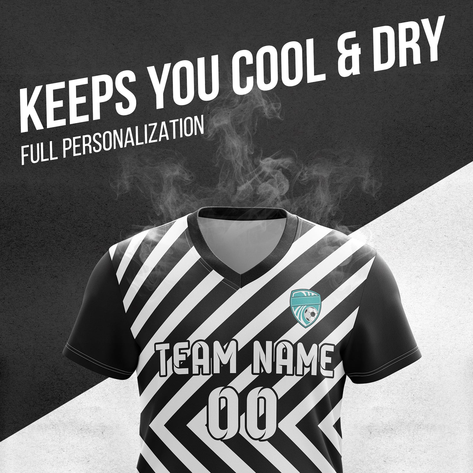 Custom Swift Stripe V-Neck Black Soccer sport Tops Jersey