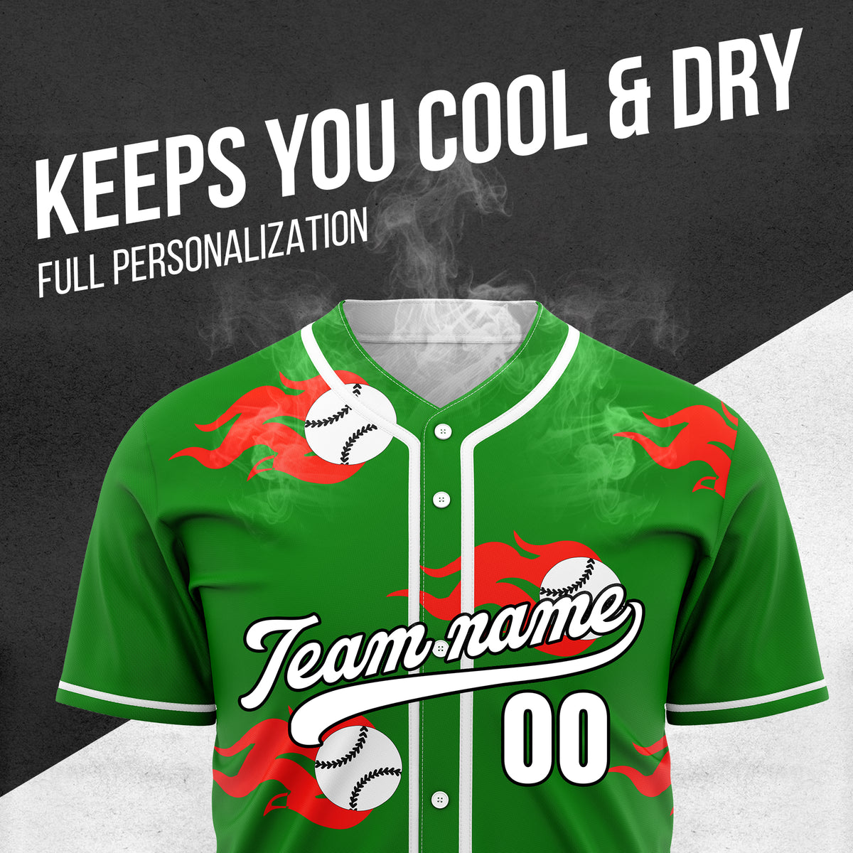 Custom Fireballers Green Baseball Sports Jersey Personalized Uniform with Name & Number