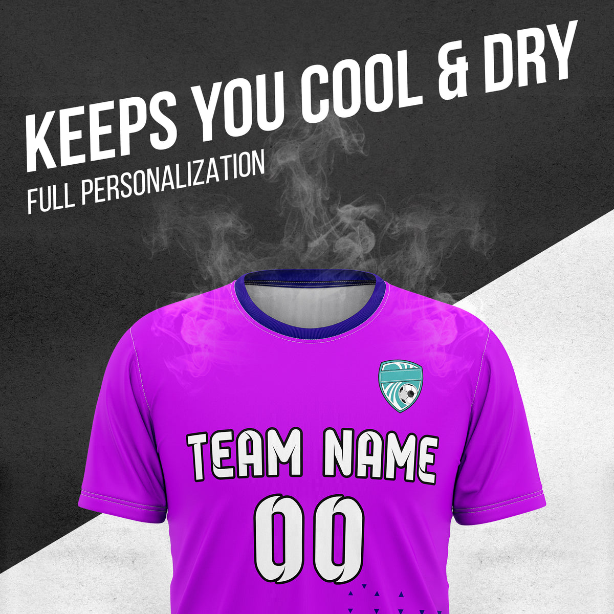 Custom Tri-Edge R Side Pattern Soccer Purple Sport Tops Jersey
